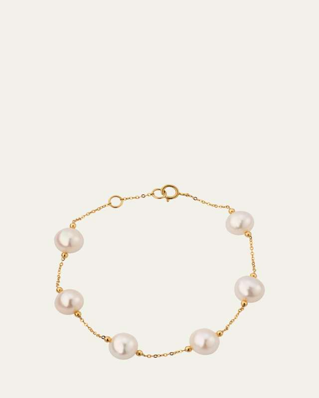 18K Yellow Gold Tam Large Pearl Chain Bracelet